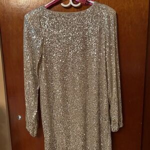 Champange Sequinned Sheath Dress by Betsy Johnson